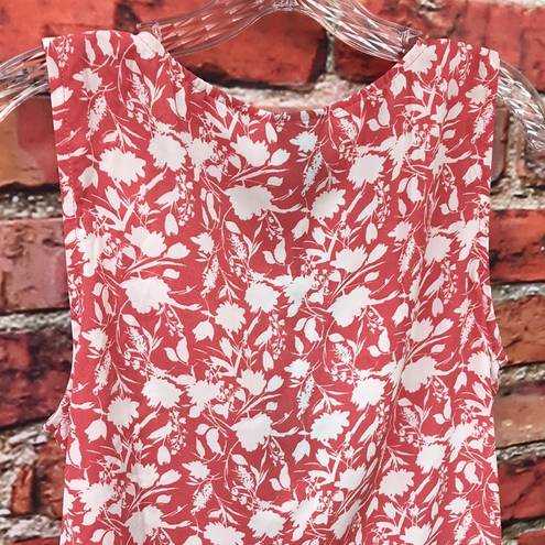 Bobeau Coral and White  Striped with Floral Print Wrap Sleeveless Blouse