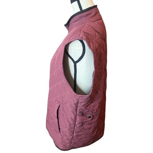 Magaschoni  Diamond Quilted Utility Maroon Full Zip Vest Sz M