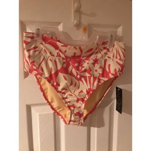 Catalina  SWIMWEAR Size L Swim Ladies Bottom Deep Coral Floral Nylon Blend New