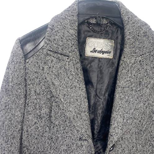 Guess Y2K  black tweed blazer jacket elbow patches