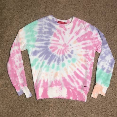 n:philanthropy  Kojak Twist Swirl Tie Dye Pullover Crew Neck Sweatshirt Pink S