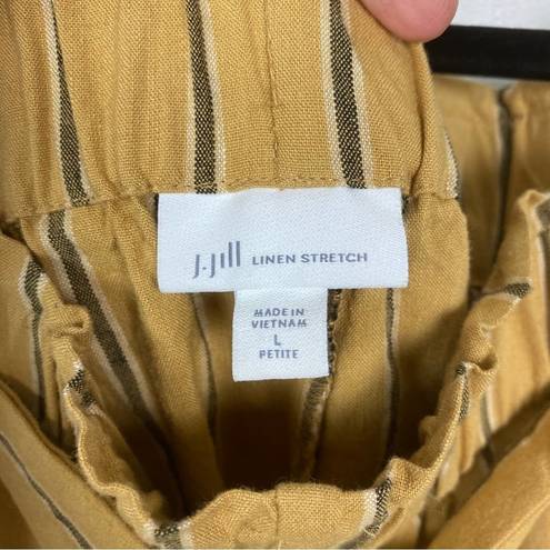 J.Jill  Dark Yellow Stripe Emelie Linen Stretch Wide Leg Cropped Pants Sz.L