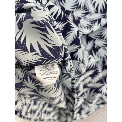 Caslon Calson Women's Shift Dress Size Small Blue Palm Fronds Cuffed Short Sleeve