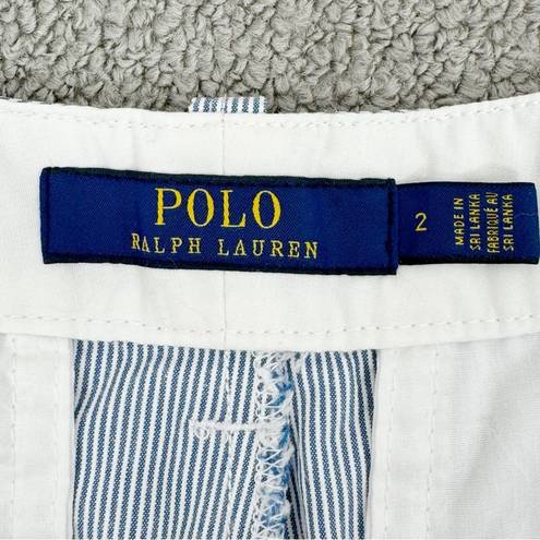 Polo  Ralph Lauren Pinstripe Cotton Chino Shorts Blue White Size 2