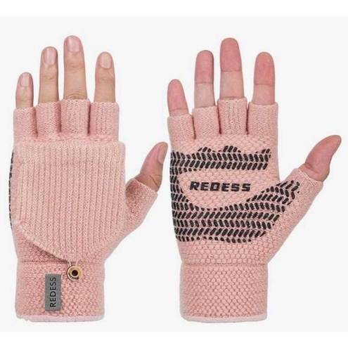 New Womens Redess Dusty Rose Gripsense Fingerless Winter Gloves