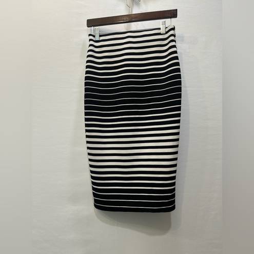 Brat Star Black and White Stripe Pencil Skirt - Size M