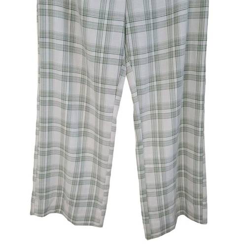 West of Melrose  White Green Plaid Trouser Pants High Rise Straight Leg Size XL