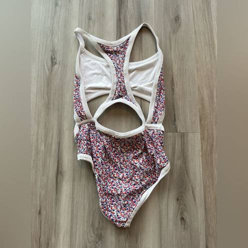 Aerie  XL Floral Red Blue White One Piece Swim Suit