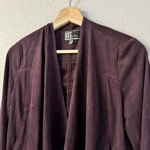 Kut From The Kloth  Draped Open-Front Blazer Purple Faux Suede small