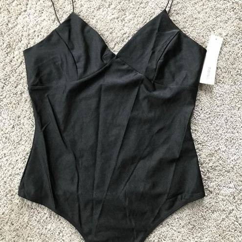 Timing  women’s large spaghetti strap black bodysuit NWT