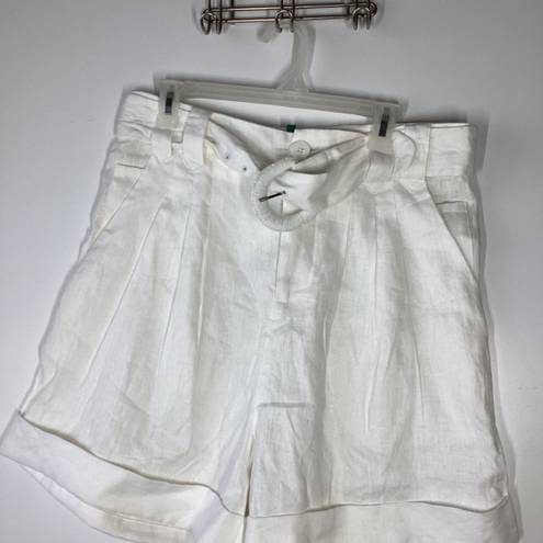 Farm Rio  Tailored Linen High Rise Shorts cream/ivory Size Large