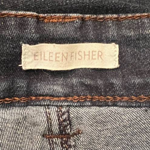 Eileen Fisher  Organic Cotton Straight Leg Ankle Blue Denim Stretch Jeans Size 16