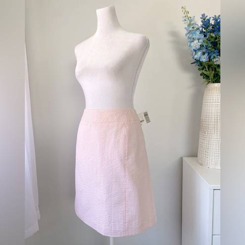 Petite Sophisticate NWT  Pink & White Seersucker Skirt