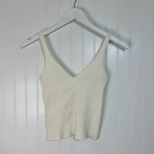 Debut Women's Ribbed Knit Tank Top Cream Sz S/M