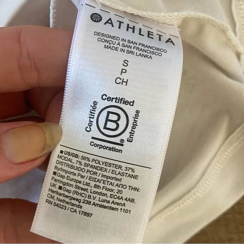 Athleta  cream air out cinch tee shirt back cutout