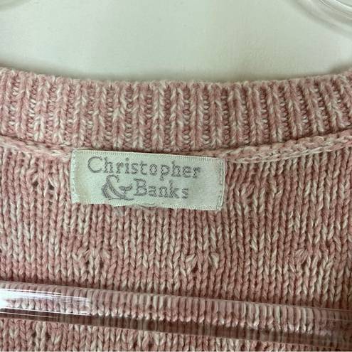 Talbots Christopher & Banks | Pink Knit Sweater Vest Button Front Soft Ramie Cotton XL