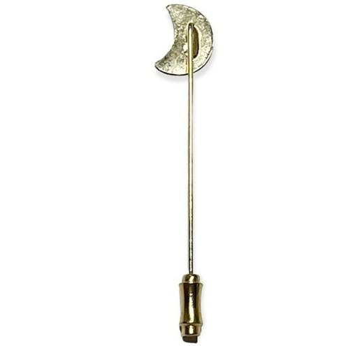 The Moon Vintage White enamel stick pin hat pin lapel pin gold tone boho equestrian