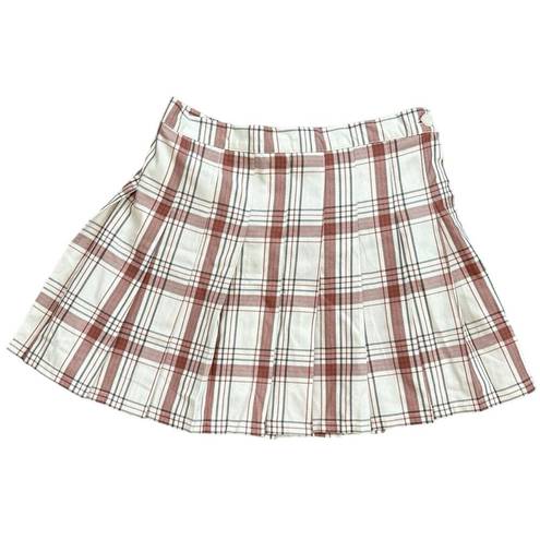 Aerie NWT  Class Act Pleated Skirt Plaid Red Size Medium