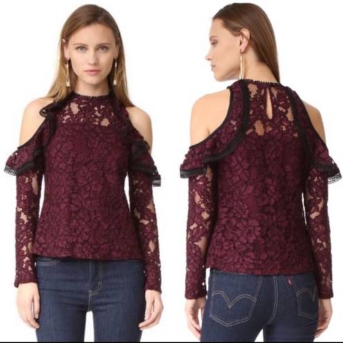 Alexis  Millie Lace Cold-Shoulder Top in Burgundy