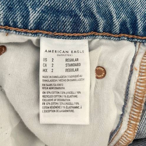 American Eagle  Womens Stretch Distressed Jeans Cutoff Denim Light Wash Blue 2