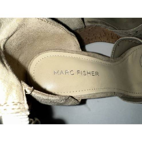 Marc Fisher ‎ tan wedge sandals size 7