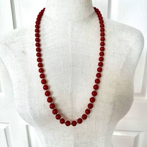 Monet  vintage  Red beaded and gold tone beaded necklace