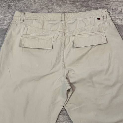 Tommy Hilfiger  Womens 14 Mid Rise Wide Leg Khaki Capri Pants Flap Back Pockets