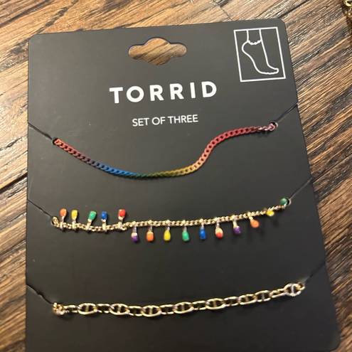 Torrid  NEW colorful boho set of anklets and 3 layer painted charm necklace