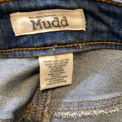 Mudd NWT  denim blue jean skirt womens teen size 0 distressed country