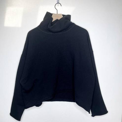 Tkees  Raw Edge Turtleneck Sweatshirt Cotton Terry Oversized Black Size 0/1 US 4