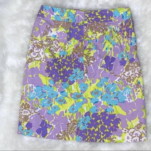 Talbots  Purple Water Color Floral Skirt Size 4 ~