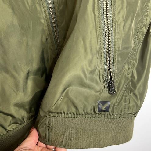 American Eagle  Army Green Nylon Bomber Jacket