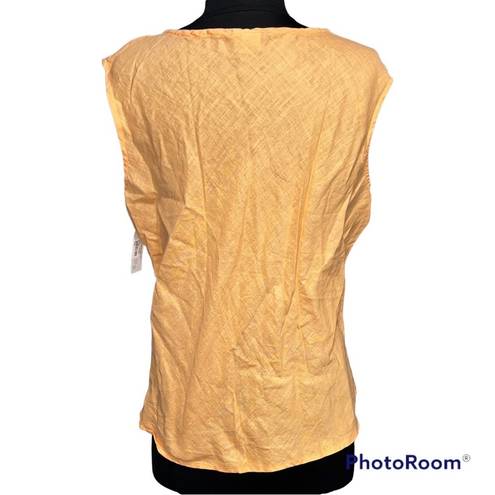 CP Shades NEW  Orange Pure Irish Linen V-Neck Sleeveless Blouse Top