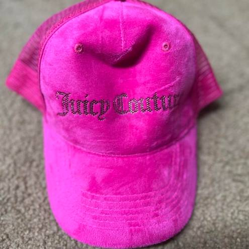 Juicy Couture  Pink Vintage Y2K Style Velvet Cap Hat