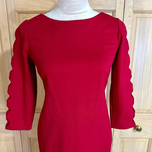 Talbots RSVP by  Red Knee Length 3/4 Sleeve Sheath Dress Sz 2P - fit up to 10/12