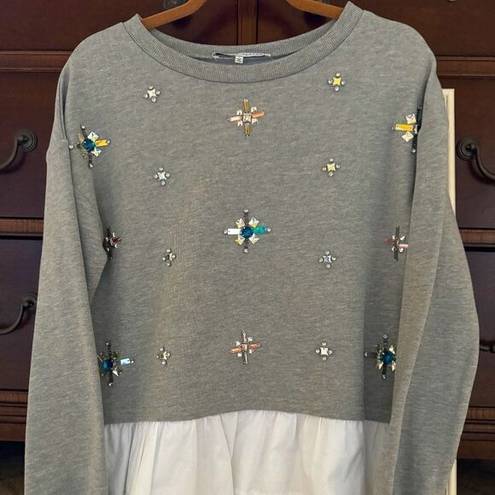 English Factory  long sleeve crew neck sweatshirt w jewel embellishments S NWOT