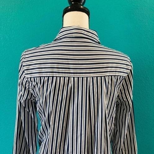 Equipment  femme blue and white striped button up shirt dress in size small