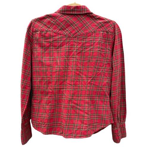 Polo  JEANS CO. Rare Vintage Red Plaid Flannel Snap-Front Western Shirt, M EUC