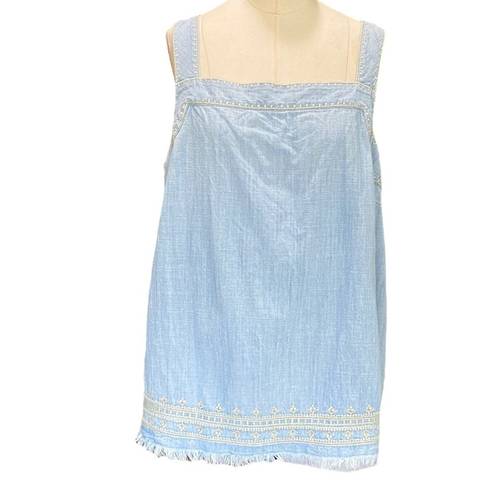 J.Jill  Denim Sleeveless Tunic Top Tank Womens Size medium Blue Chambray