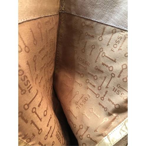 Fossil  Zena back zipper caramel riding boots NWOB