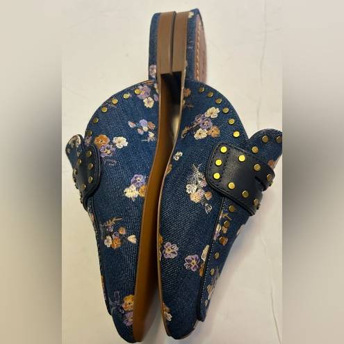 Coach  Faye Loafer Slide With Painted Floral Bow Print size 5