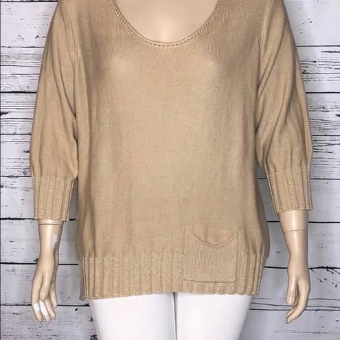 Hemline Avenue NWT Size 22/24 Tan with Gold Shimmer High-Low  Sweater Top