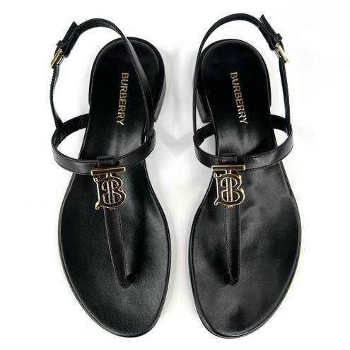 Burberry  Emily TB Logo Slingback Thong Monogram Leather Sandal EU 36 - US 6