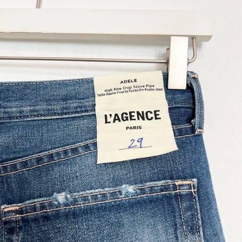 L'Agence NWT L’ Agence Denim Adele High Rise Crop Stove Pipe Jeans Newberry Blue Size 29