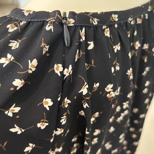 Oak + Fort  Black Floral Blouse