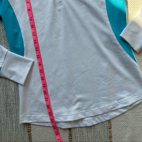 FootJoy  Sport Mid Later White Aqua 1/2 Zip Pullover Top Women’s Small