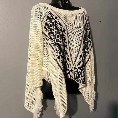 Madberry Shawl Sweater Crochet See Through Pullover Size L