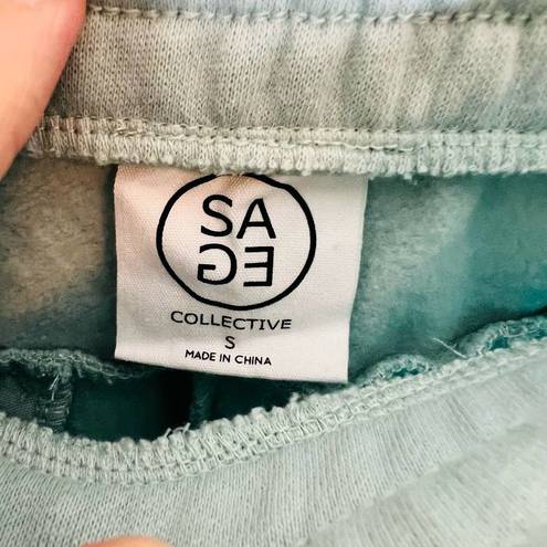 Sage Collective Wide Leg Sweatpants SMALL Ether Blue Ankle Crop Pull On Lounge