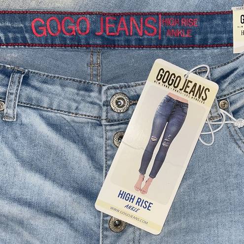 Gogo Jeans  NWT Size 20 Light Blue Wash Distressed High Rise Ankle Denim Jeans