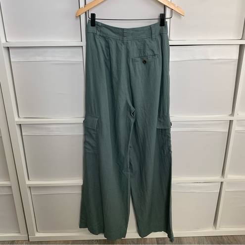 Madewell  Wide Leg Cargo Pants in Linen Blend Architect Green